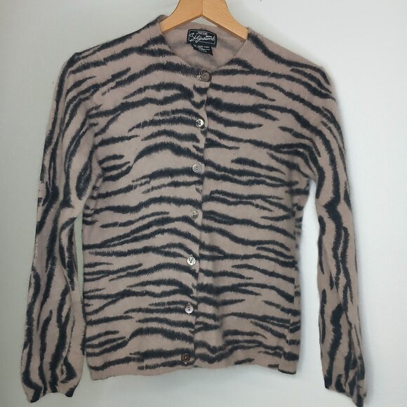 Parisian signature Sweaters - UEC Parisian Signature Animal Print Angora Button up cardigan Sweater sz Large